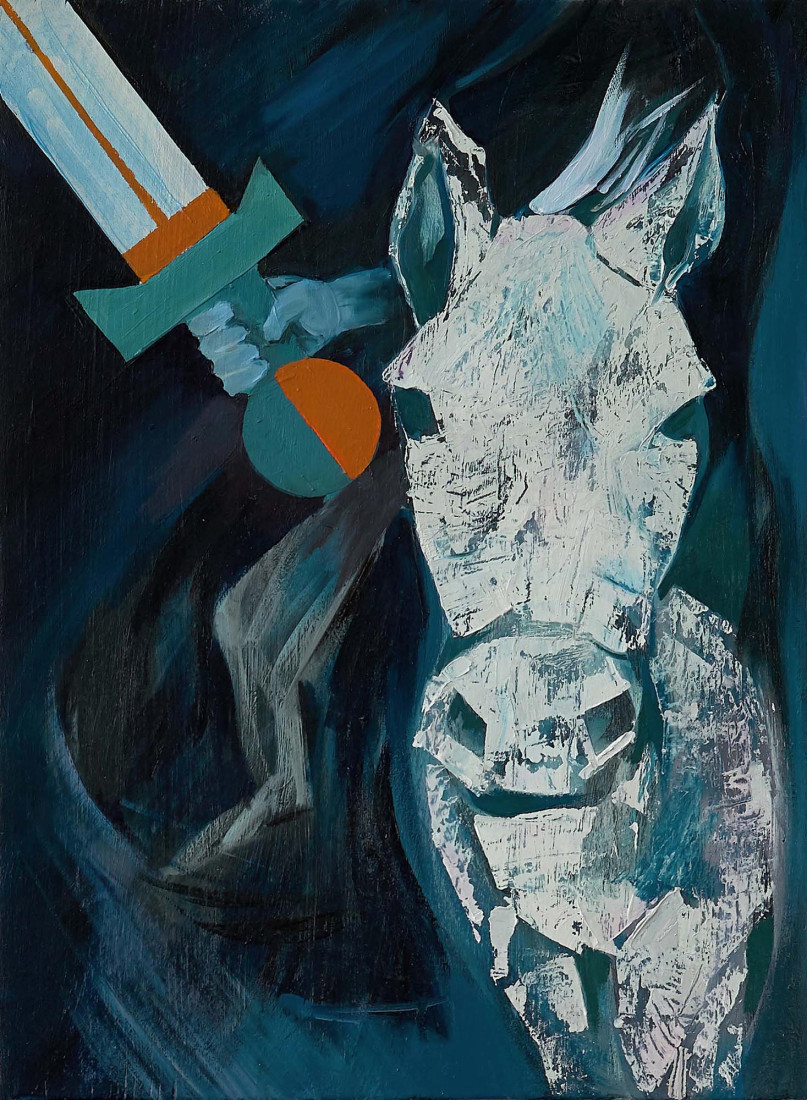 My King, 17.5 x 38 cm, oil and acrylic on wood