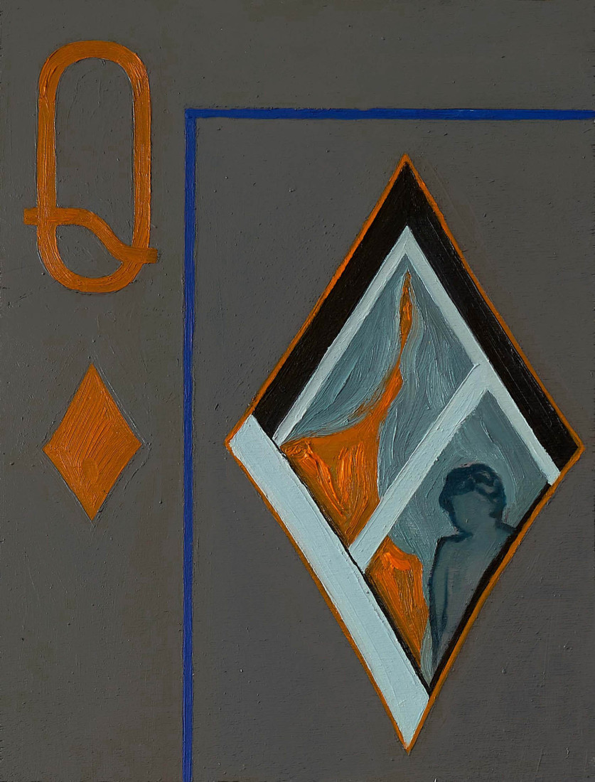 Q, 2017, oil on wood, 39 x 29 cm